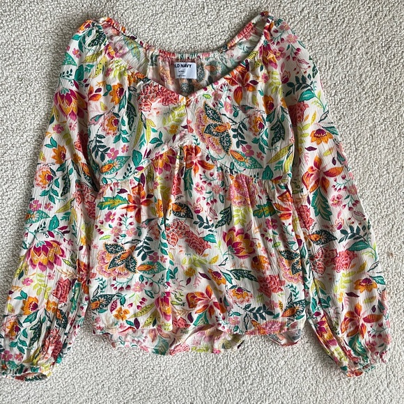 Old Navy Multicolor Cottagecore Floral Women's Blouse M Tall - Picture 3 of 8